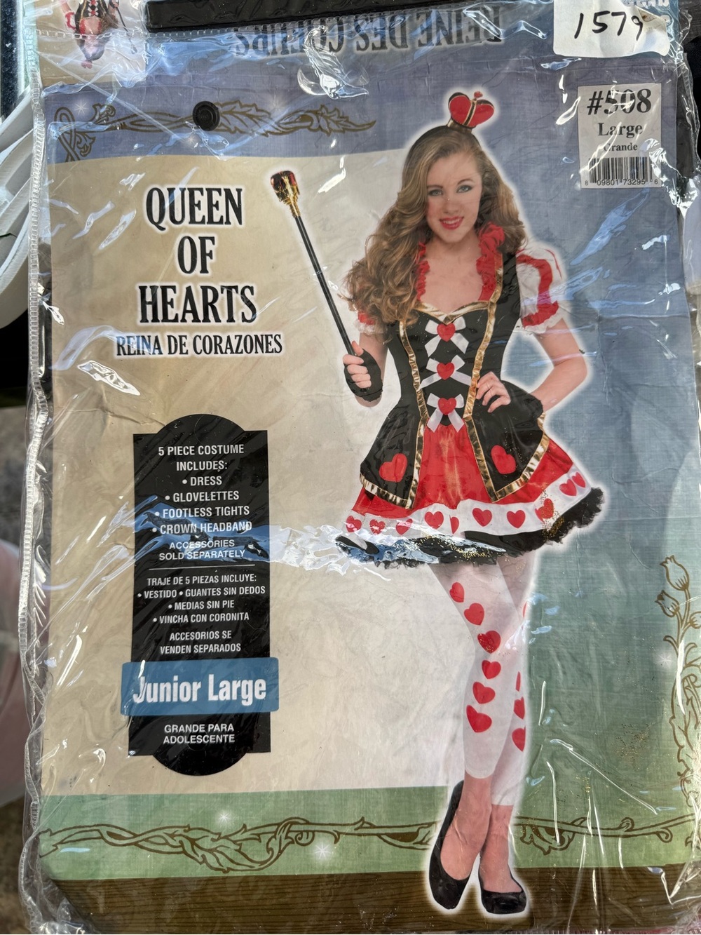 Queen of Hearts Kids Costume - Black & Red Dress (Junior Large)